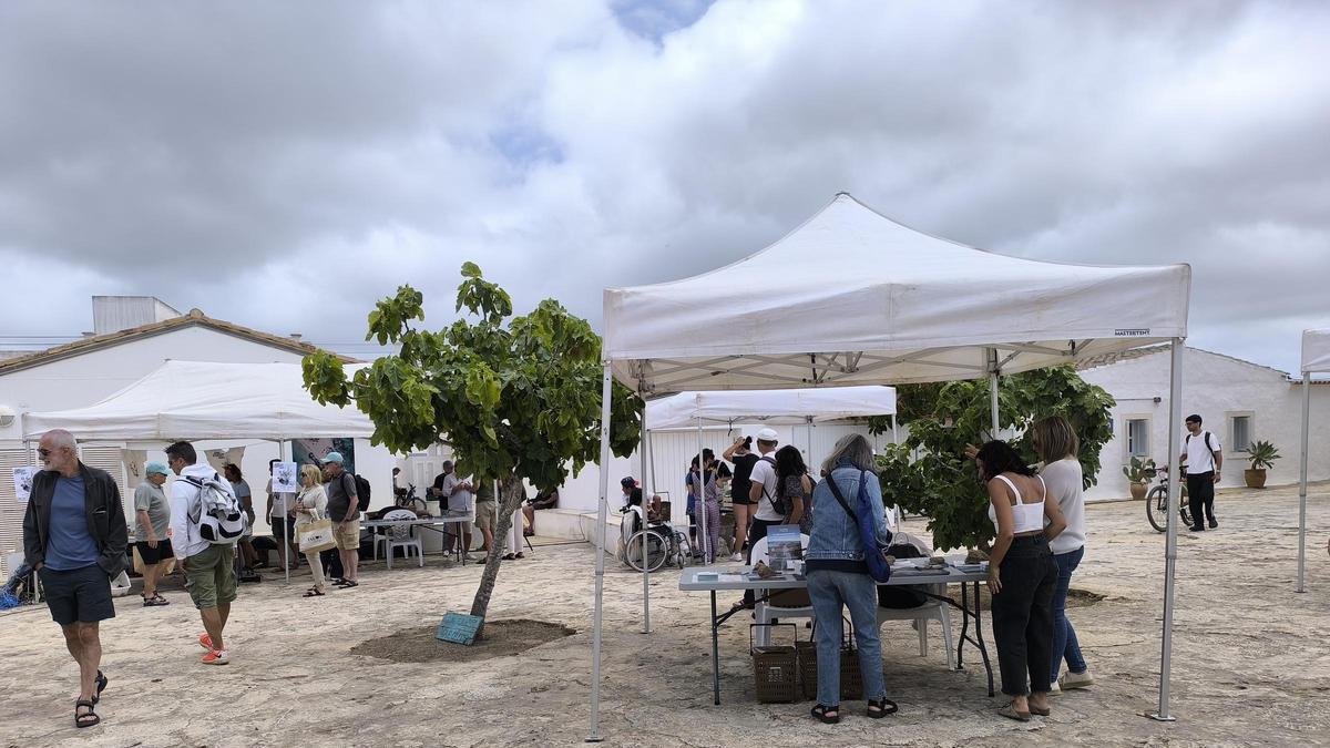 El día nublado propició que muchos turistas visitaran la feria al no poder disfrutar de las playas de Formentera