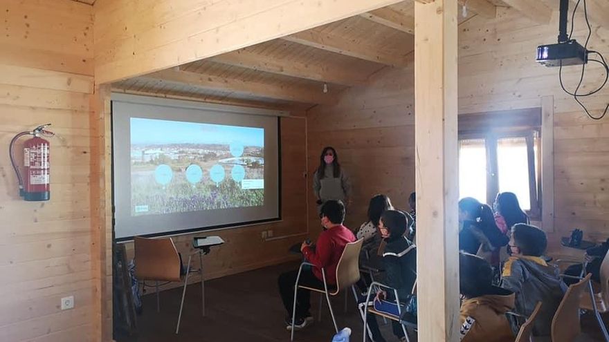 Escolares de Riolobos, durante una actividad en el Aula de la Naturaleza.