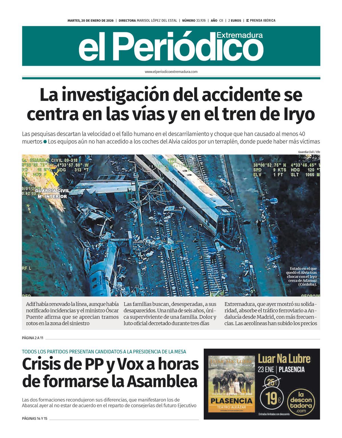 Consulta la portada correspondiente al día 20 de enero de 2026