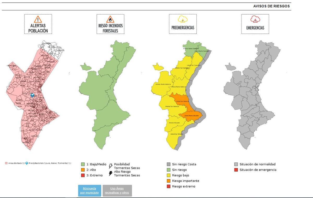 Nivel de alerta establecido por emergencias