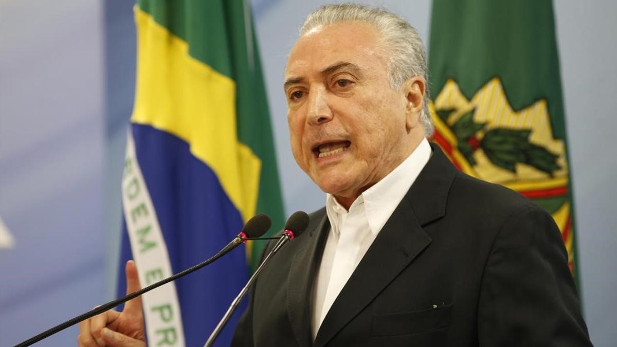 Temer, durante su intervención pública en Brasilia, el 20 de mayo.