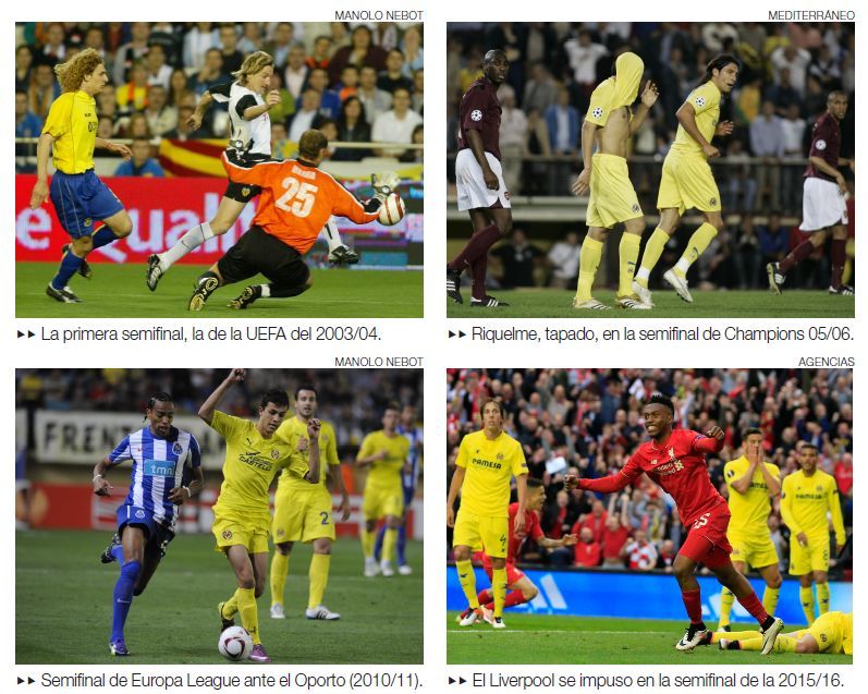 Las cuatro semifinales europeas hasta la fecha disputada por el Villarreal CF.