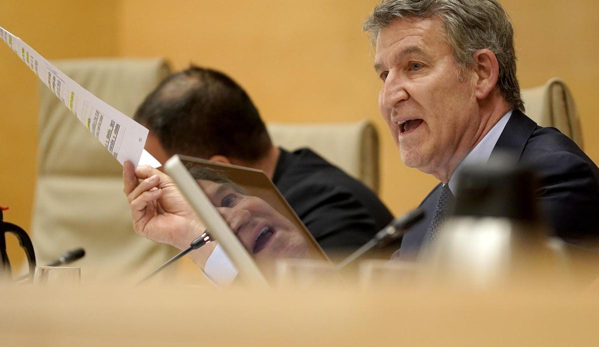 Alberto Núñez Feijóo, durante su comparecencia en la comisión de investigación de la Dana en Valencia