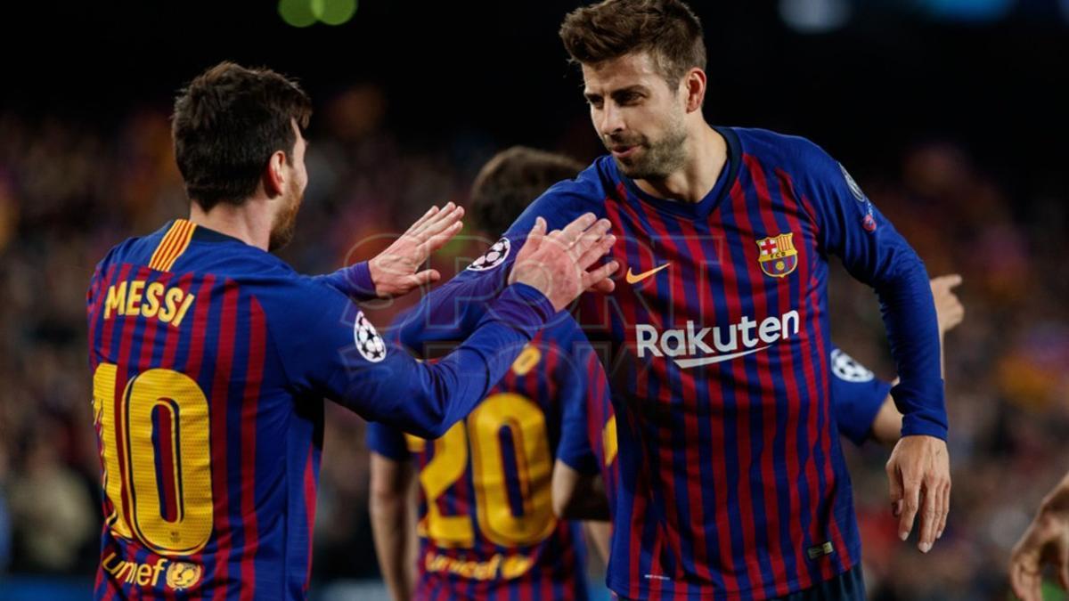 Imágenes del partido de vuelta de cuartos de final de Liga de Campeones entre el FC Barcelona y el Manchester United disputado hoy en el Camp Nou.