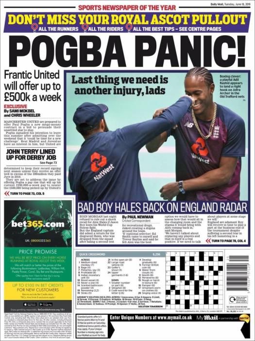 Portada MAIL SPORT martes 18 de junio de 2019.