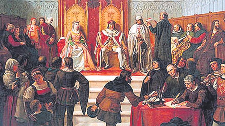 Los Reyes Católicos en el acto de administrar justicia, de Víctor Manzano (s. XIX).