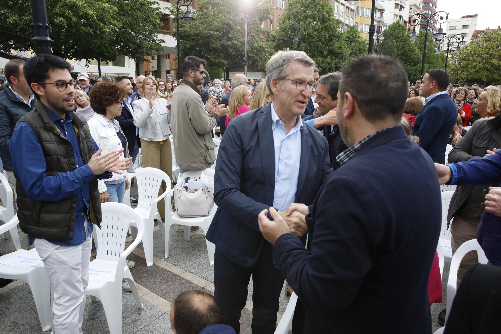 Mitin del PP en Gijón con la presencia del presidente del partido, Alberto Núñez Feijóo.