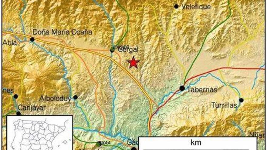 Sentido un terremoto de 3,4 grados de magnitud al sureste de Gérgal