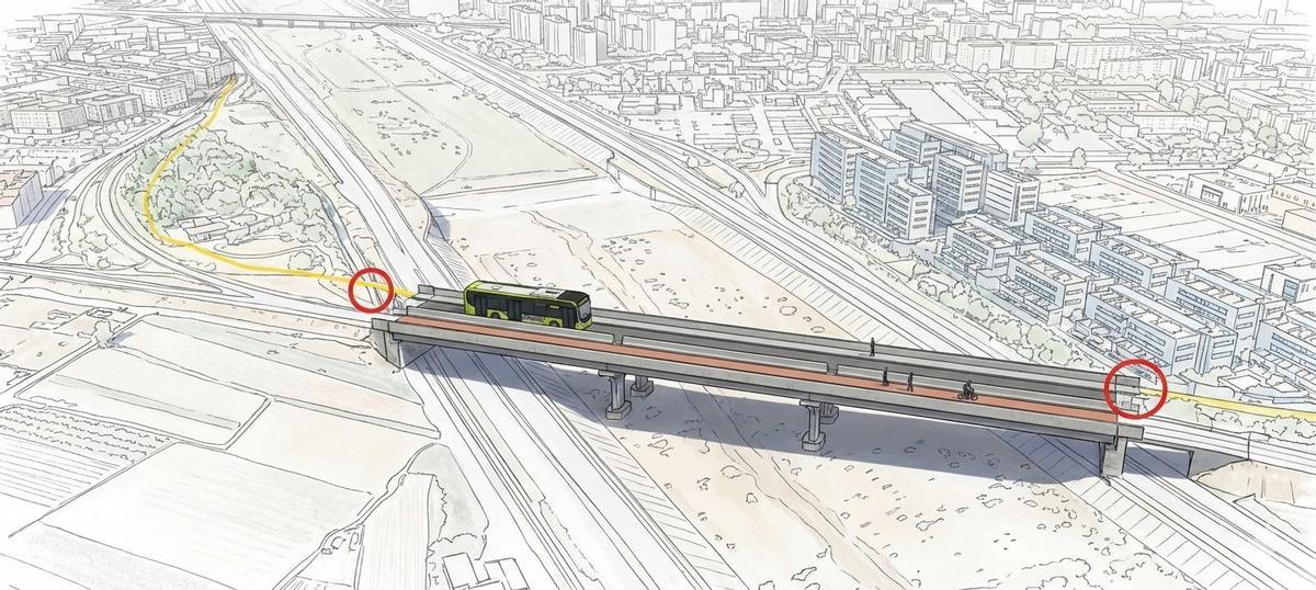 Recreación del futuro puente sobre el Túria realizada por IA.