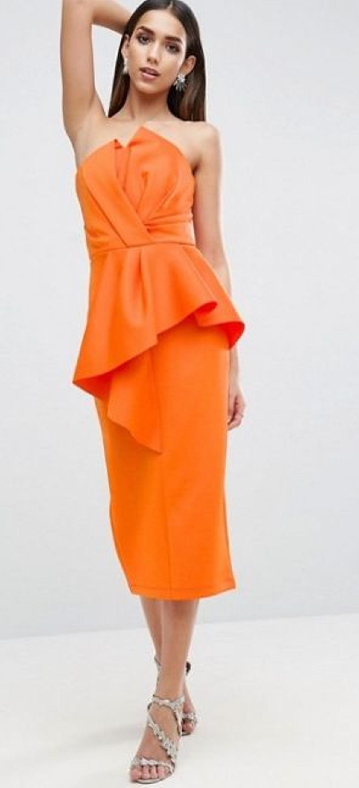 Vestido invitada: diseño naranja