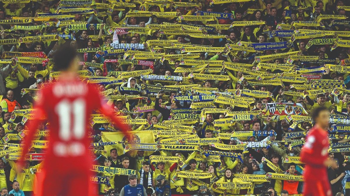 La afición del Villarreal, en Anfield