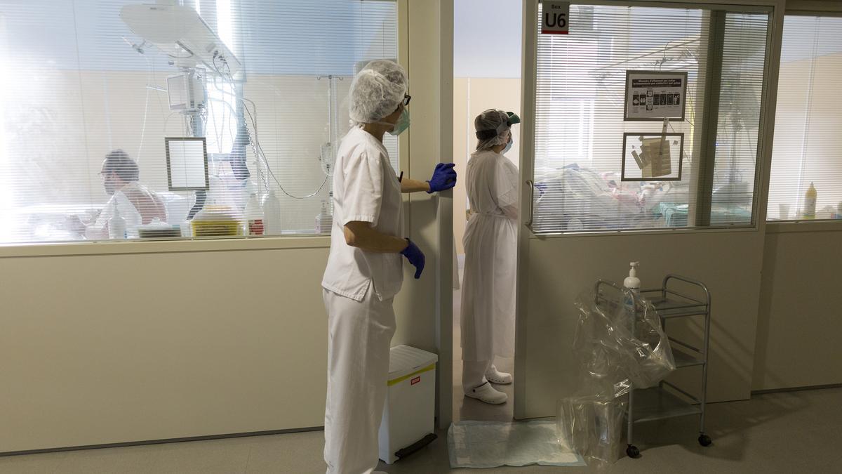 Imatge d'arxiu d'ingressats per coronavirus a l'Hospital de Figueres.