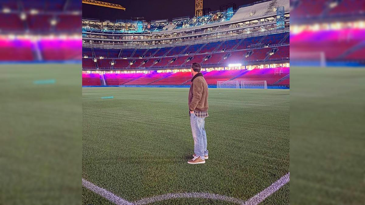 Leo Messi, en el interior del Camp Nou, anoche.