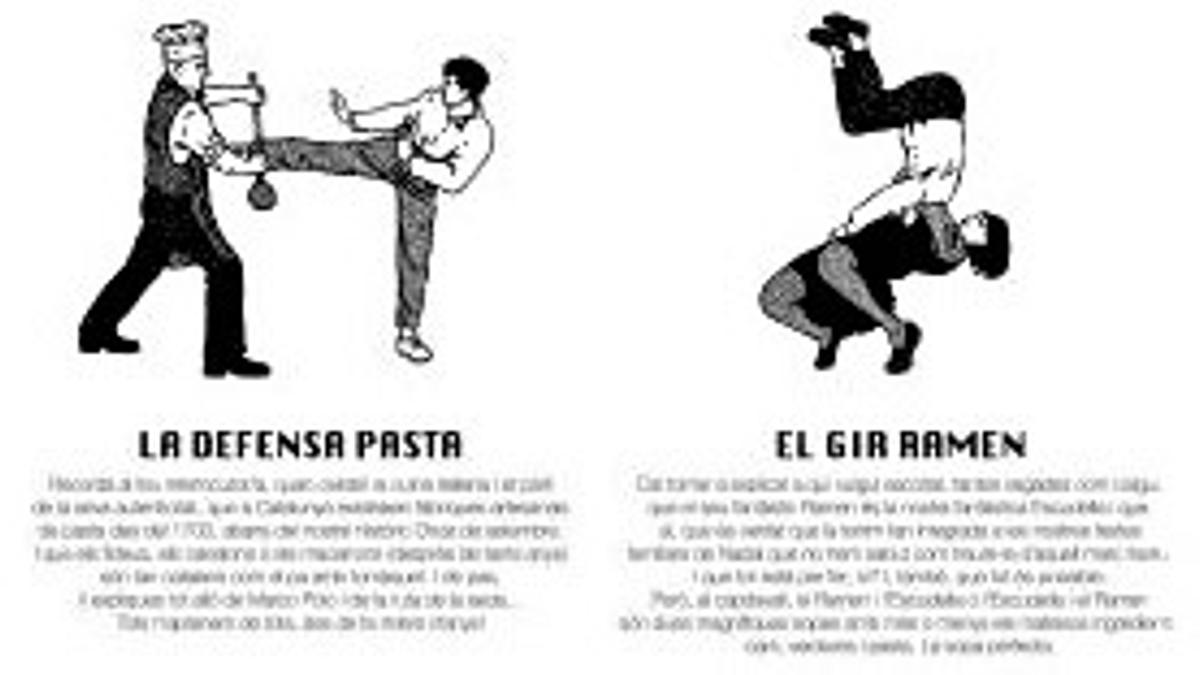 Dos de los nueve argumentos del 'Manual d'Autodefensa de la Cuina Catalana' ideado por el chef Jordi Vilà.