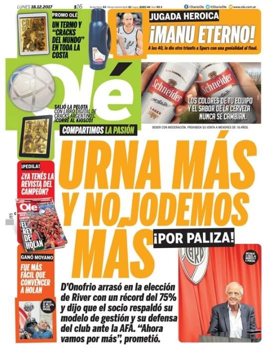 Portadas lunes 18 de diciembre de 2017