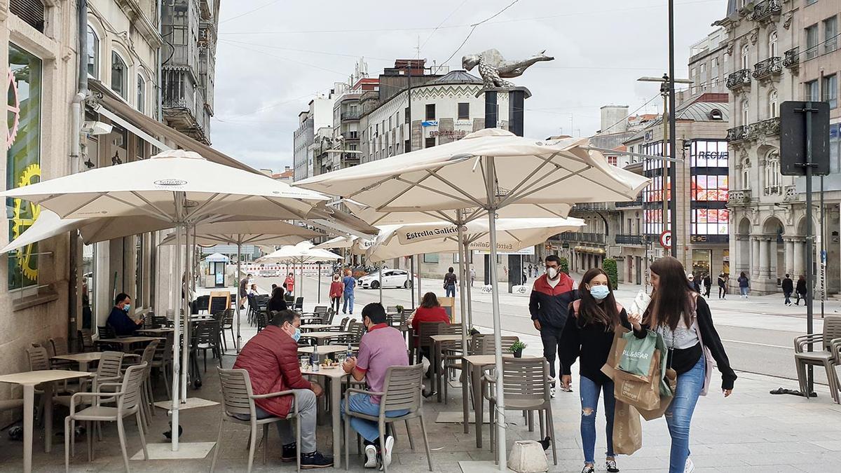 Una terraza de la Porta do Sol de Vigo el pasado mes de octubre