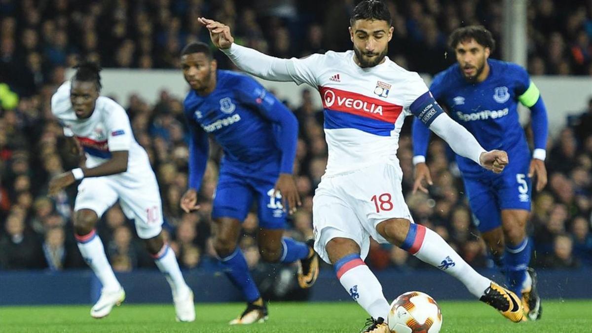 Fekir en el partido frente al Everton de Europa League