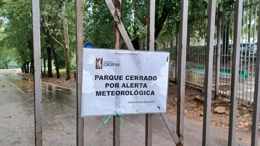 Cierra el parque del Príncipe en Cáceres por el fuerte viento
