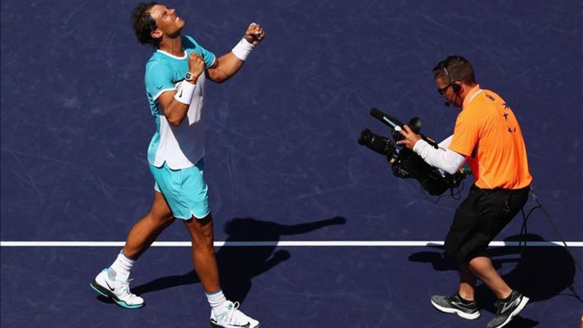 Rafa Nadal celebra su triunfo ante Nishikori