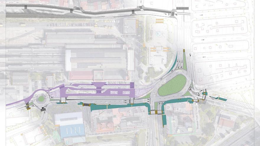 Rotondas en las avenidas de Arteixo y Sardiñeira. La imagen superior muestra una nueva rotonda en la avenida de Arteixo, que agilizará el tráfico entre Vioño y Os Mallos, y un nuevo vial que cruce la zona de A Sardiñeira y conecta con otra rotonda nueva en la avenida del mismo nombre, que se convertirá en un bulevar con aceras más anchas.