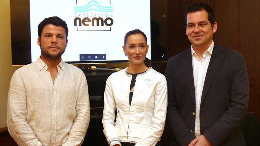 Nacho Dean, Elisa Pérez y Alejandro Carballo en la presentación de Expedición Nemo.