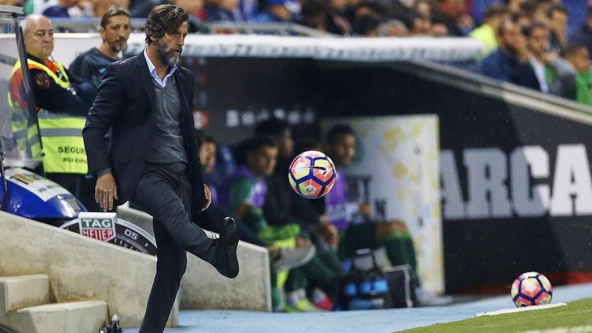 Quique Sánchez, en el duelo del Espanyol contra el Betis en Cornellà.