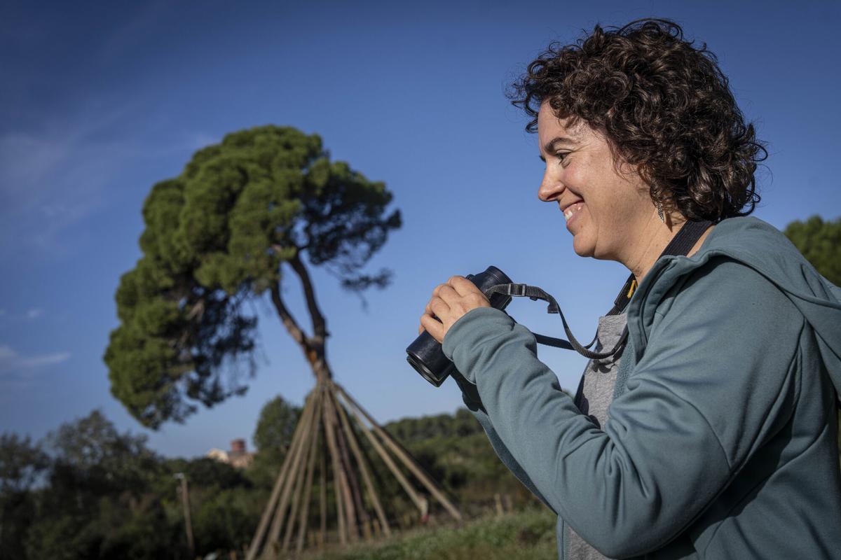 Barcelona, 24/10/2025 Sociedad. Radiografía árboles monumentales catalanes. FOTO: Sandra Saura (pelo corto) junto a Laura Olivé, ambas científicas que estudian los árboles monumentales Catalanes. Pi d'en Xandri (Sant Cugat). AUTOR: MANU MITRU