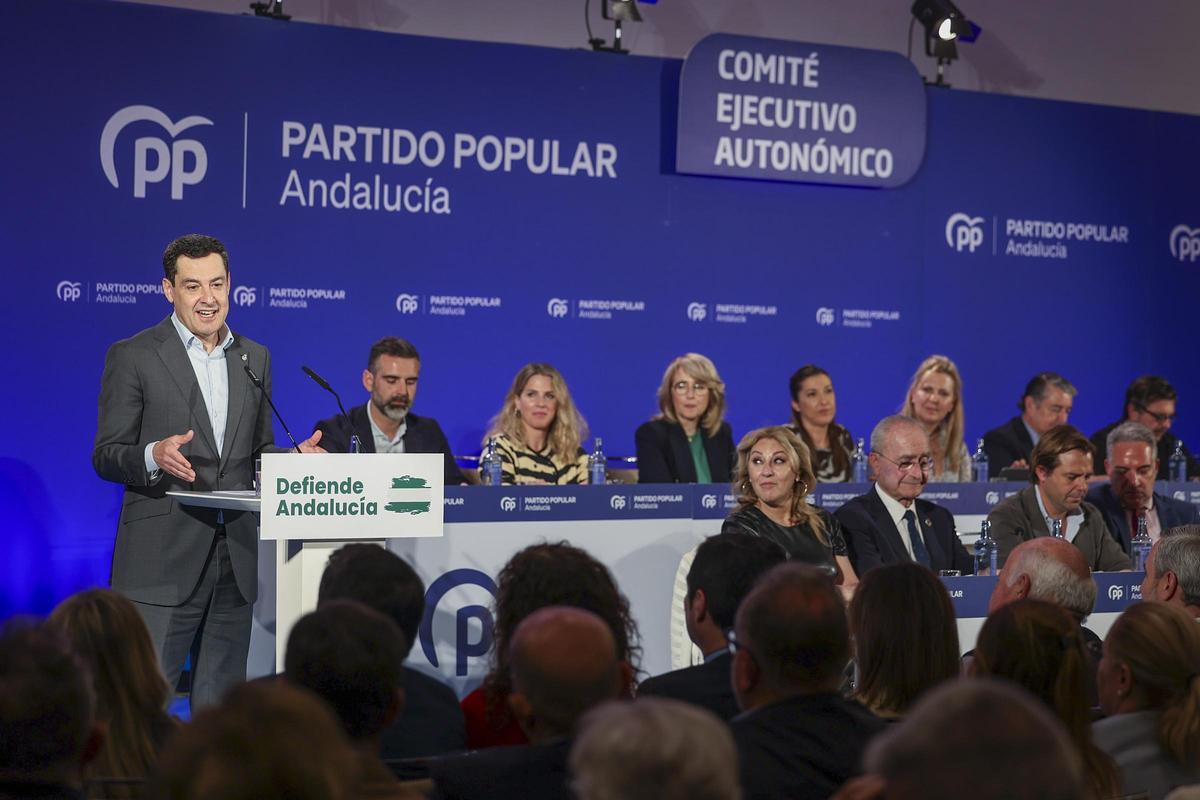 Juanma Moreno, durante su discurso en la reunión del Comité Ejecutivo Autonómico del PP.