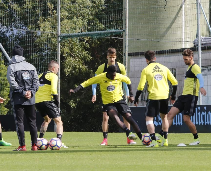 El equipo celeste se ejercita en A Madroa dos días después de caer por la mínima en Balaídos ante el Manchester United