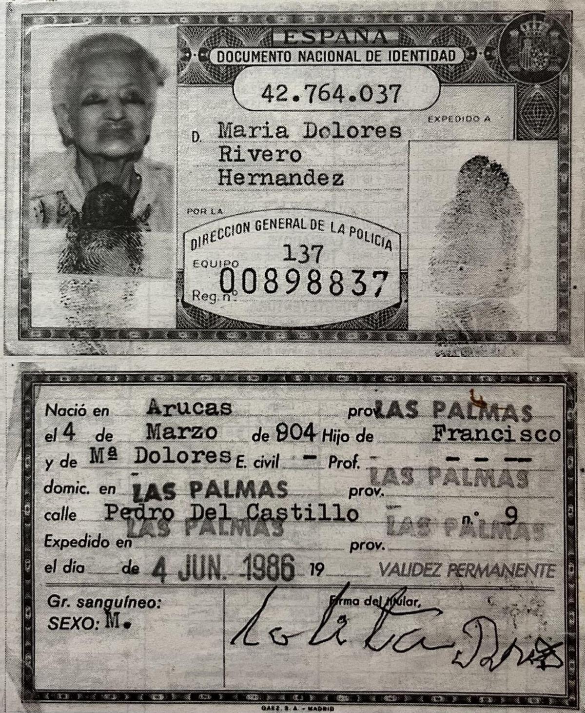 DNI de Lolita 'Pluma'