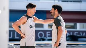 Robert Lewandowski e Ilkay Gündogan, en la Ciutat Esportiva Joan Gamper