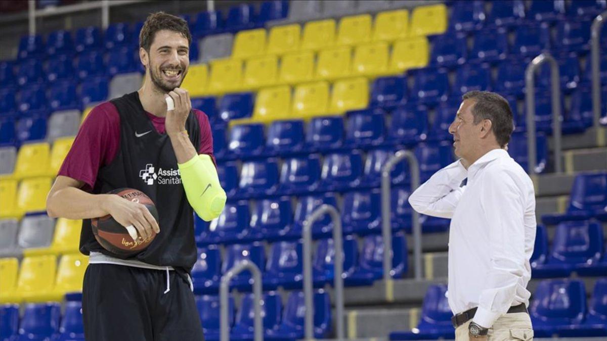 Tomic, junto al GM de basket azulgrana Nacho Rodríguez