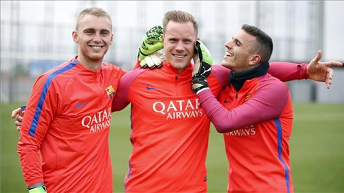 Jordi Masip, junto a Cillessen y Ter Stegen