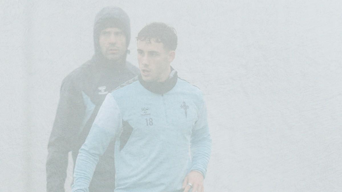 Los jugadores del Celta, en el entrenamiento