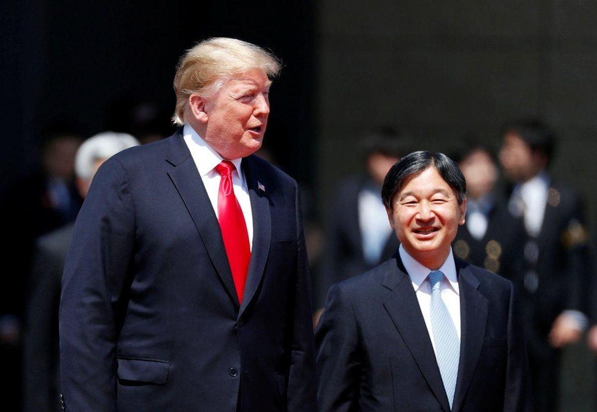 U S  President Donald Trump is escorted by Japan s Emperor Naruhito during an welcome ceremony at the Imperial Palace in Tokyo  Japan May 27  2019      REUTERS Issei Kato      TPX IMAGES OF THE DAY U S  President Donald Trump is escorted by Japan s Emperor Naruhito during an welcome ceremony at the Imperial Palace in Tokyo  Japan May 27  2019      REUTERS Issei Kato      TPX IMAGES OF THE DAY