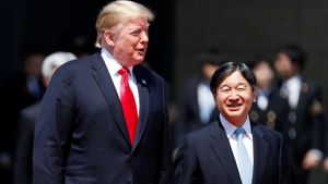 U S  President Donald Trump is escorted by Japan s Emperor Naruhito during an welcome ceremony at the Imperial Palace in Tokyo  Japan May 27  2019      REUTERS Issei Kato      TPX IMAGES OF THE DAY
