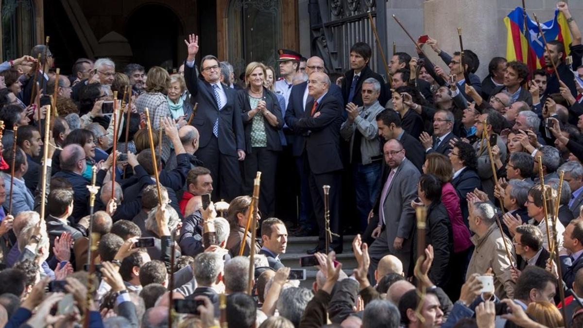 El expresident de la Generalitat, Artur Mas, antes de declarar en el TSJC como imputado por la consulta del 9-N.