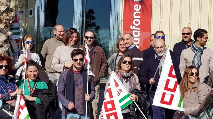 La concentración de los trabajadores de Vodafone.