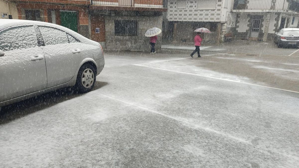 Nevada en La Garganta, esta mañana.