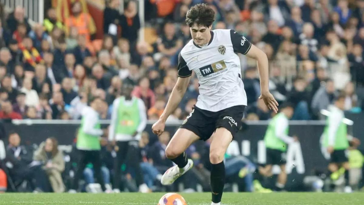 Javi Guerra, ante el Espanyol.