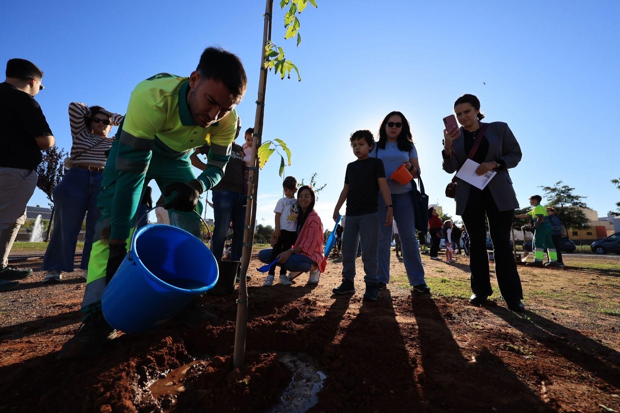  Éxito de la plantación de árboles por parte de personal y familias de Pamesa Grupo Empresarial en la Ciutat Esportiva Municipal de Vila-real que ha tenido lugar en la mañana. de este sábado La acción, que forma parte de la Responsabilidad Social Corporativa del grupo, está incluida en la programación del 20.º Mes de la Sostenibilidad de la Concejalía de Medio Ambiente.