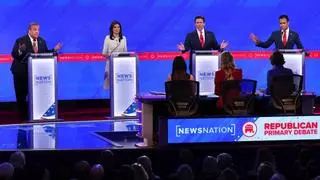 Haley sufre y DeSantis domina en el último debate del año entre republicanos con Trump de nuevo ausente, protagonista y líder