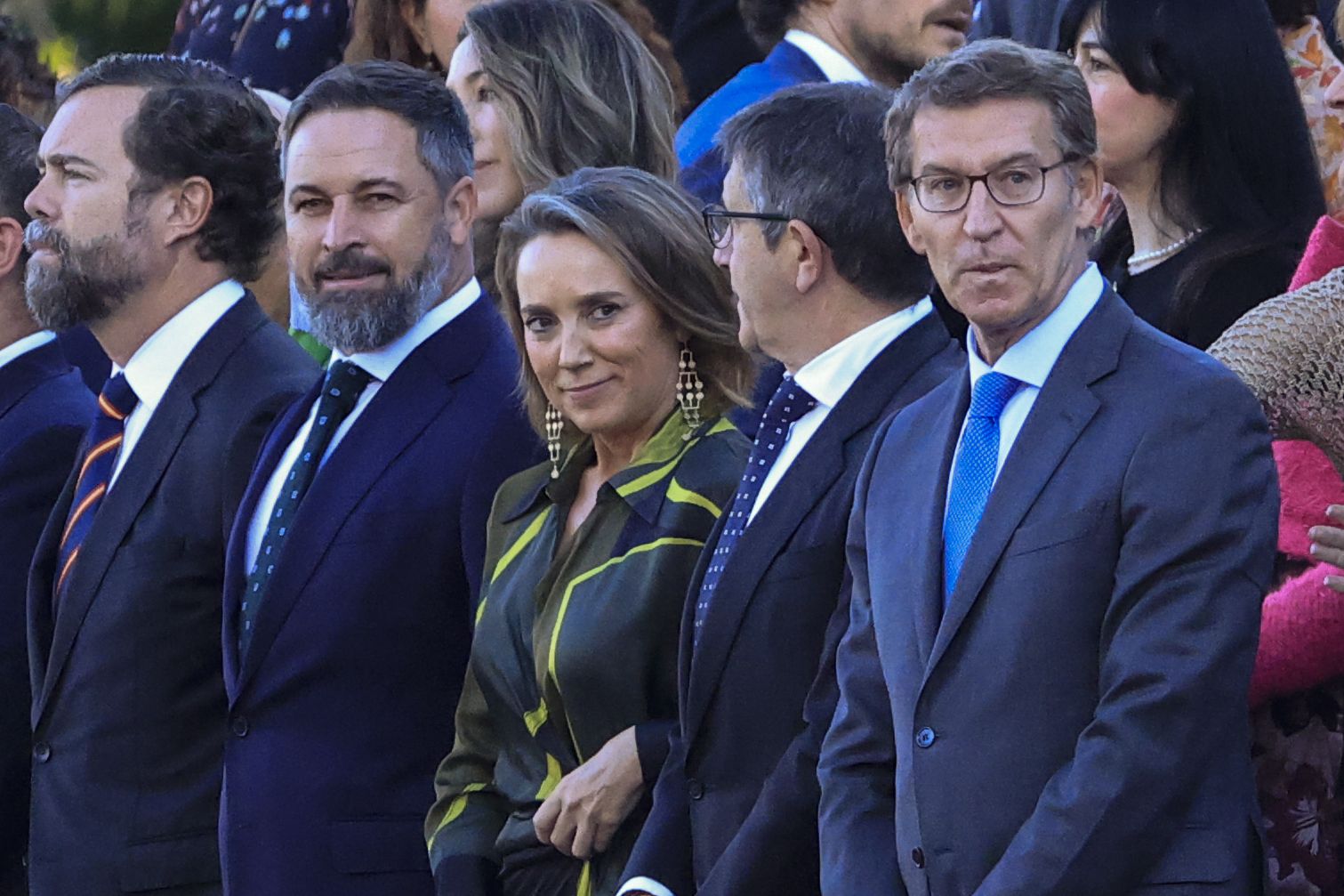 Feijóo y Abascal en el desfile del 12 de octubre.