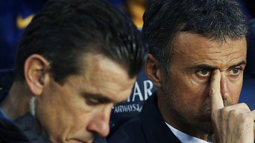 Luis Enrique, durante el partido contra el Sporting