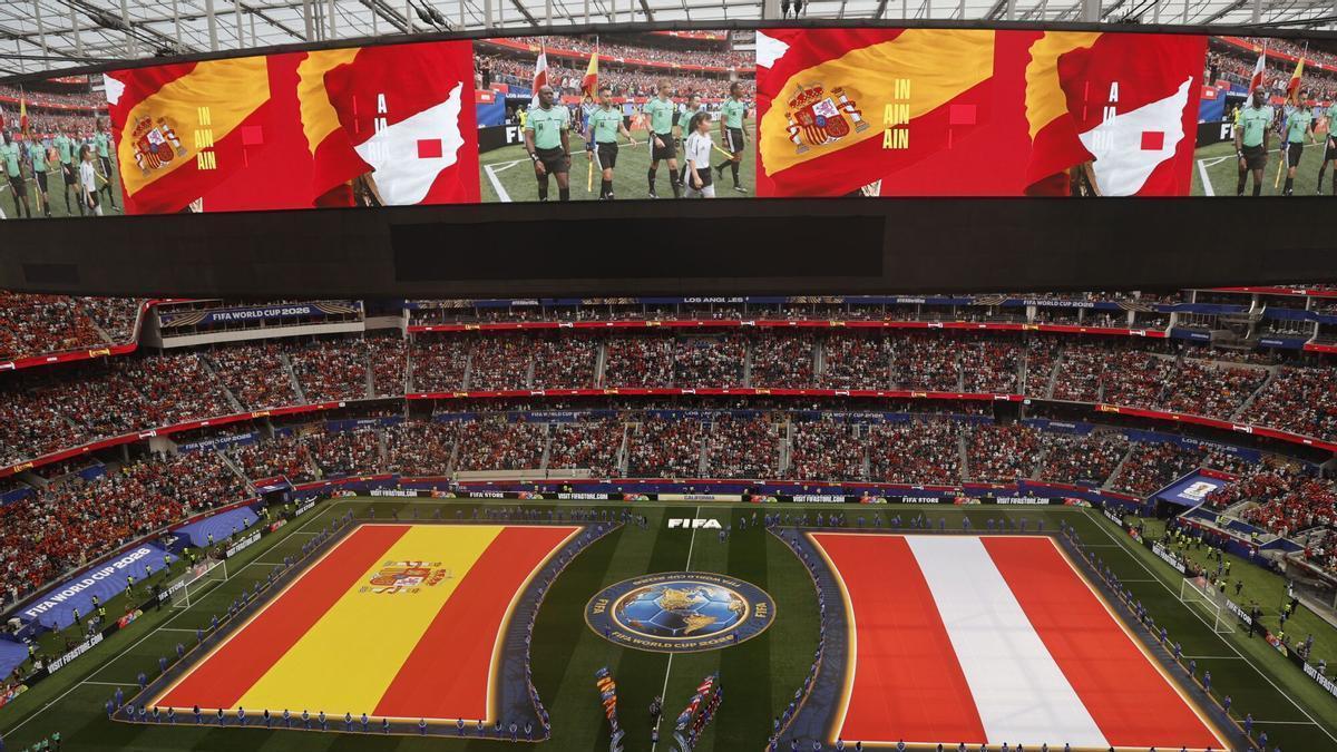 El campo SoFi Stadium antes del España-Austria.