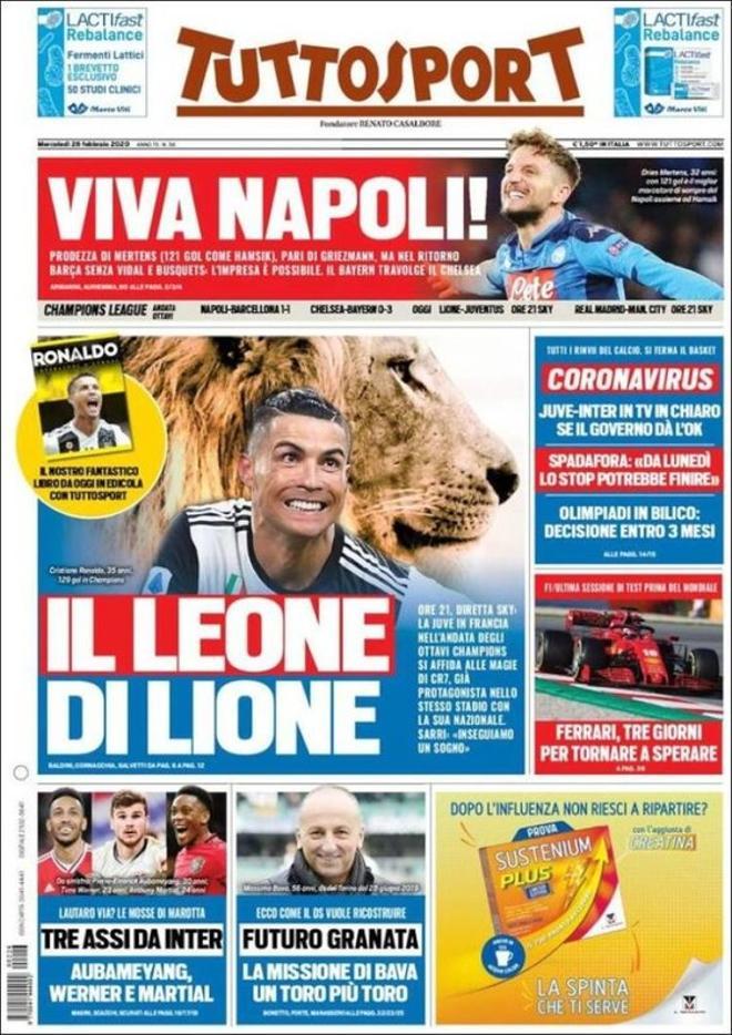 Esta es la portada de Tuttosport de este 26 de febrero