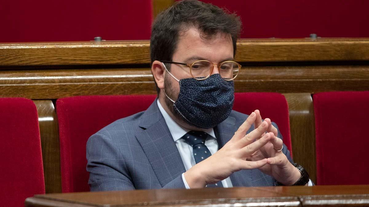 Pere Aragonès, en el pleno del Parlament