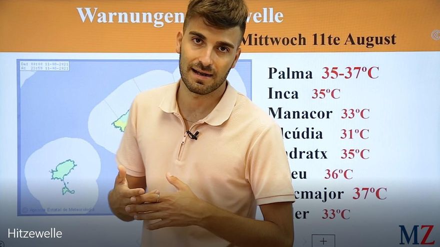 MZ-Meteorologe Duncan Wingen bei der Wettervorhersage für die Hitzewelle von Mitte August 2021.