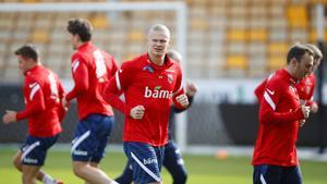 Erling Haaland, durante una concentración de la selección de fútbol de Noruega.