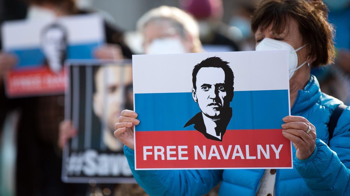 Manifestación para reclamar la liberación en Rusia de Navalni.
